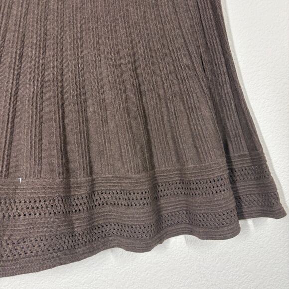 Max Studio Size Medium Knit Fit Flare Skirt Brown Cotton A Line Knee Length - Picture 3 of 6